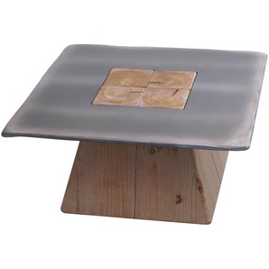 Mendler Couchtisch HWC-L76, Wohnzimmertisch Beistelltisch, Industrial Massiv-Holz MVG, 60x60cm natur mit Met 117603+117604