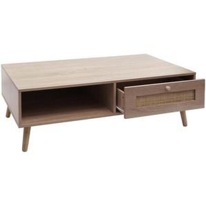 Mendler Couchtisch HWC-M39, Wohnzimmertisch Beistelltisch Sofatisch, Schublade Kubu Rattan Holz Melamin, 37x 104212