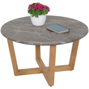 Mendler Couchtisch HWC-M61, Beistelltisch Sofatisch, Massiv-Holz HDF Laminat Melamin Ř80cm, Marmor/Stein-Opt 104728