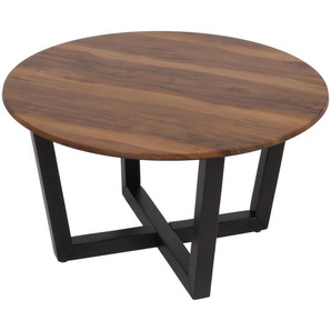 Mendler Couchtisch HWC-M61, Beistelltisch Sofatisch, Massiv-Holz HPL Laminat Melamin Ř80cm, Sheesham Holz-Op 104727