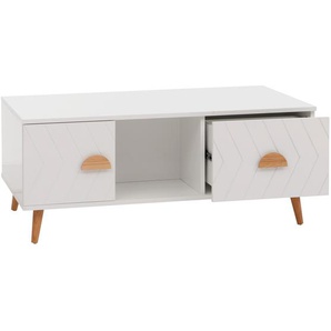 Mendler Couchtisch HWC-N89, Beistelltisch Sofatisch, Schubladen Türen Fächer Fischgrätenmuster Melamin Holz, 109693