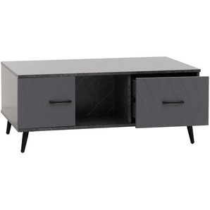 Mendler Couchtisch HWC-N89, Sofatisch, Schubladen Türen Fächer Fischgrätenmuster Melamin Holz, 42x103x60cm ~ 109694