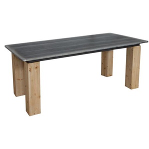 Mendler Esstisch HWC-L76, Tisch Esszimmertisch, Industrial Massiv-Holz MVG-zertifiziert 200x100cm, natur mit 117588+117589