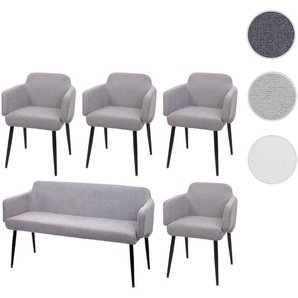 Mendler Esszimmer-Set HWC-L13, 4er-Set Stuhl+Sitzbank Esszimmergruppe Sitzgruppe Esszimmergarnitur, Stoff/Te 98085+4x98074