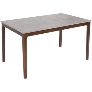 Mendler Esszimmertisch HWC-M55, Tisch Esstisch, Massiv-Holz HDF Laminat Melamin 135x80cm, Beton-Optik, braun 103933