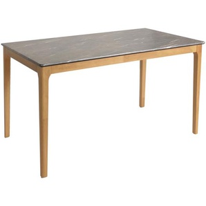 Mendler Esszimmertisch HWC-M55, Tisch Esstisch, Massiv-Holz HDF Laminat Melamin 135x80cm, Marmor/Stein-Optik 104642