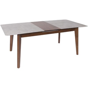 Mendler Esszimmertisch HWC-M57, Esstisch, Massiv-Holz Laminat Melamin 160-200x90cm, ausziehbar Beton-Optik, 103992