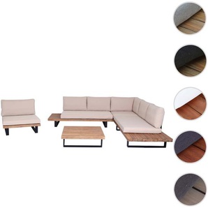 Mendler Garten-Garnitur mit Sessel HWC-H54, Lounge-Set Sofa, Spun Poly Akazie Holz MVG Aluminium ~ Varianten 98269+98270+98524+101472