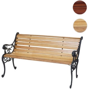 Mendler Gartenbank HWC-F98, Sitzbank Parkbank Holzbank, 2-Sitzer Gusseisen Holz 125cm 20kg ~ Variantenangebo 70701