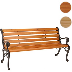 Mendler Gartenbank HWC-O25, Sitzbank Parkbank Holzbank 3-Sitzer, Gusseisen Holz Kiefer, 164cm ~ Variantenang 109442+109444