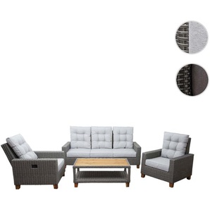 Mendler Gartengarnitur HWC-G28, Sitzgruppe Lounge-Set Sofa, Akazie Holz halbrundes Rattan verstellbar MVG-ze 71185+71186