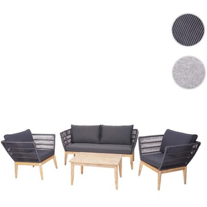 Mendler Gartengarnitur HWC-H55, Lounge-Set Sofa Sitzgruppe, Seilgeflecht Rope Holz Akazie Spun Poly MVG-zert 73655+73656