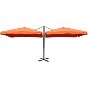 Mendler Gastronomie-Alu-Luxus-Doppel-Ampelschirm T44, Pergola-Markise-Effekt, 6,2x3m Polyester 50kg ~ Varian 31834+31833