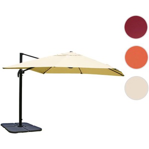 Mendler Gastronomie-Ampelschirm HWC-A96, Sonnenschirm 3x3m (Ř4,24m) Polyester Alu/Stahl 23kg ~ Variantenange 117239+31831+122472