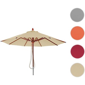 Mendler Gastronomie Holz-Sonnenschirm HWC-C57, Gartenschirm, Polyester/Holz 16kg, rund Ř4m Seilzug stoßsiche 66531