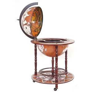 Mendler Globusbar HWC-D86, Minibar Hausbar Weinregal, Weltkugel Ř 45cm rollbar Eukalyptusholz MVG-zertifizie 64528