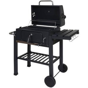 Mendler Grillwagen HWC-K93, Holzkohlegrill Standgrill Barbecue BBQ Gartengrill mit Deckel Ablagen, Stahl, 11 97862