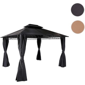 Mendler Hardtop Pergola HWC-M81, Pavillon, Aluminium Dachstreben 7cm-Stahlgestell mit Seitenwand und Moskito 105549+105550
