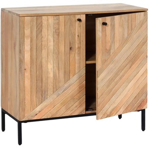 Mendler Highboard HWC-L95, Kommode Schrank Sideboard, Massiv-Holz Mango 86x90x43cm MVG-zertifiziert, natur ~ 103180