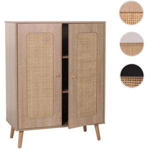 Mendler Highboard HWC-M38, Kommode Schrank Sideboard, Staufächer, Kubu Rattan Holz 106x80x41cm Eiche-Optik ~ 104209