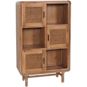 Mendler Highboard HWC-M47, Kommode Schrank Sideboard, Staufächer, Rattan Akazie Massiv-Holz gebeizt 141x90x3 105016