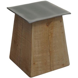 Mendler Hocker HWC-L76, Sitzhocker Holzhocker, Industrial Massiv-Holz MVG-zertifiziert, natur mit Metall-Opt 117600