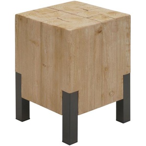 Mendler Hocker HWC-L76, Sitzhocker Holzhocker, Industrial Metall Massiv-Holz MVG-zertifiziert, natur ~ Varia 117609