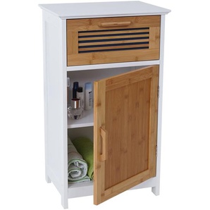 Mendler Kommode HWC-A85, Badezimmerkommode Badschrank Bambus, MVG-zertifiziert 71x40x31cm weiß ~ Variantenan 57145
