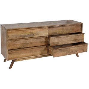 Mendler Kommode HWC-L96, Sideboard Schrank Anrichte, 6 Schubladen, Massiv-Holz Mango 72x150x42cm MVG-zertifi 103194
