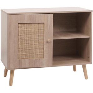Mendler Kommode HWC-M39, Schrank Sideboard Highboard, Staufach, Kubu Rattan Holz Melamin, 67x80x38cm Eiche-O 104213