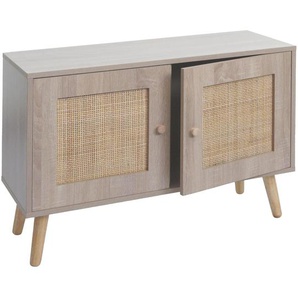 Mendler Kommode HWC-M40, Sideboard Schrank Highboard, Staufächer, Kubu Rattan Holz Melamin, Eiche-Optik ~ Va 104216