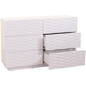 Mendler Kommode HWC-M52, Schrank Sideboard, 3D-Design Schubladen Push-to-open, 81x120x42cm Hochglanz weiß ~ 105397+105398+105411