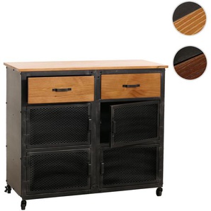 Mendler Kommode HWC-N28, Schrank, Rollen 2 Schubladen, 3D-Struktur Industrial Retro Metall Holz 90x100x40cm 105215+106081