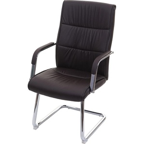 Mendler Konferenzstuhl HWC-A49, Besucherstuhl Freischwinger, Kunstleder braun 74868