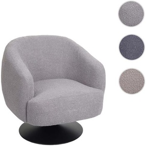 Mendler Lounge-Sessel HWC-J76, Cocktailsessel Sessel drehbar, Bouclé Stoff Metall ~ Variantenangebot 83068