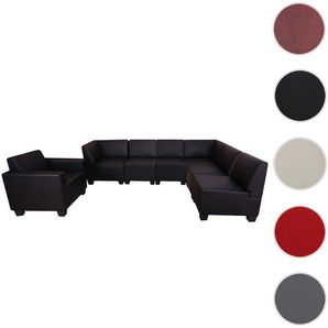 Mendler Modular Sofa-System Couch-Garnitur Lyon 6-1, Kunstleder ~ Variantenangebot 4x21689+2x21699+21705+2x21716
