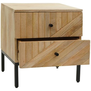 Mendler Nachttisch HWC-L95, Kommode Beistelltisch Nachtschrank Schrank, Schublade Mango-Holz 51x45x40cm MVG- 103181