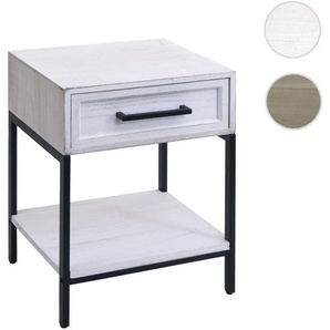 Mendler Nachttisch HWC-N91, Kommode Beistelltisch Nachtschrank Schrank, Schublade Shabby-Look Paulownia Holz 109702