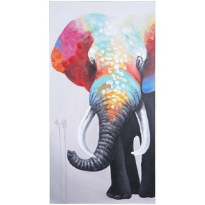 Mendler Ölgemälde Elefant II, 100% handgemaltes Wandbild Gemälde XL, 140x70cm ~ Variantenangebot 51282