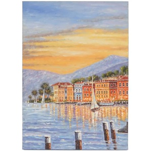 Mendler Ölgemälde Küste, 100% handgemaltes Wandbild Gemälde XL, 70x50cm ~ Variantenangebot 44747