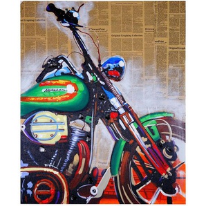 Mendler Ölgemälde Motorrad, 100% handgemaltes Wandbild Gemälde XL, 80x100cm ~ Variantenangebot 51270