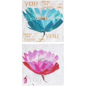 Mendler Ölgemälde Orchidee, 100% handgemaltes Wandbild Gemälde XL, 100x50cm ~ Variantenangebot 44763