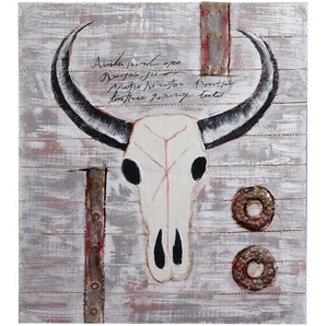 Mendler Ölgemälde Stier, 100% handgemaltes Wandbild 3D-Bild Gemälde XL, 100x90cm ~ Variantenangebot 44751