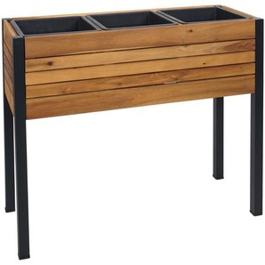 Mendler Pflanzkasten HWC-L22, Hochbeet Pflanzkübel Blumenkasten, 75x81x30cm Outdoor Alu Akazie Holz MVG-zert 98580