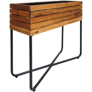 Mendler Pflanzkasten HWC-L25, Pflanzkübel Blumenkasten, rechteckig 60x62x22cm Outdoor Stahl Akazie Holz MVG- 98586