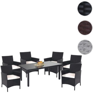 Mendler Poly-Rattan-Garnitur Halden, Gartenmöbel Balkon-Set Sitzgarnitur ~ Variantenangebot 52354+3x52031