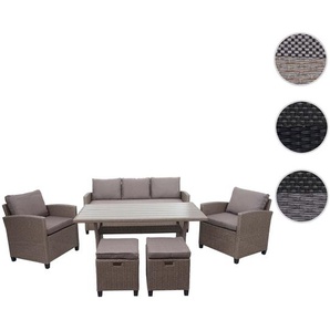 Mendler Poly-Rattan Garnitur HWC-E95, Garten-/Lounge-Set Sitzgruppe, Spun Poly halbrundes Rattan ~ Varianten 69076+69077+69078