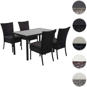Mendler Poly-Rattan Garnitur HWC-G19, Sitzgruppe Balkon-/Lounge-Set, 4xStuhl+Tisch, 120x75cm ~ Variantenange 2x70950+70951