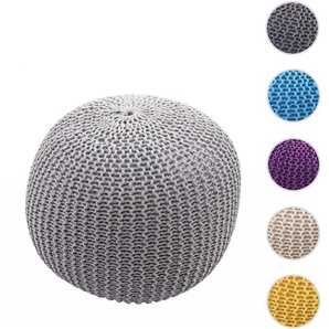 Mendler Pouf HWC-E16, Strickhocker Sitzhocker Strickpouf, Strickoptik 40x50cm ~ Variantenangebot 65080
