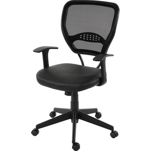 Mendler Profi-Bürostuhl Seattle, Chefsessel Drehstuhl, 150kg belastbar, Kunstleder schwarz mit Armlehnen 35813